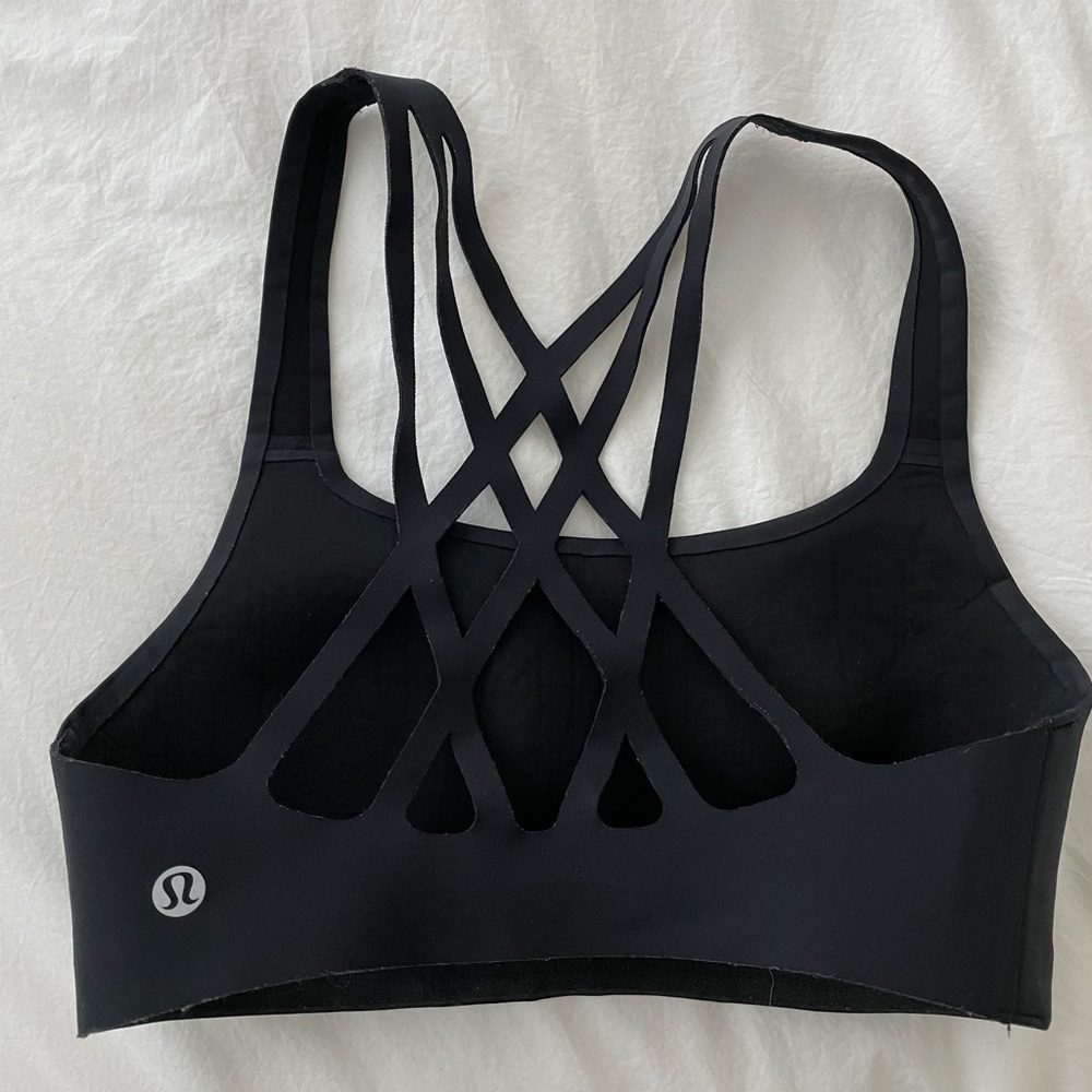 Lululemon Black Sports Bra With Lattice Back- Bring the Energy Bra BLK/4
